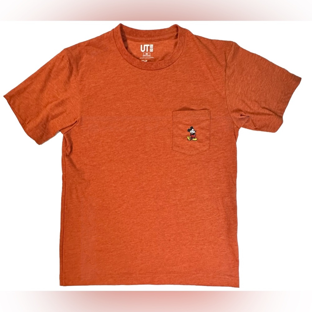 Uniqlo Disney Mickey Mouse Embroidered Premium Graphic‎ Shirt Burnt Orange Sz XS